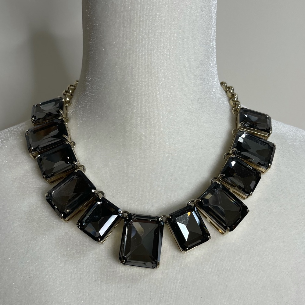 Black glass cluster necklace